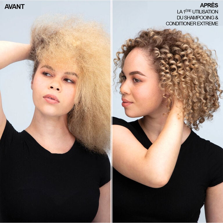 Avant / apr&egrave;s une utilisation du shampooing et de l'apr&egrave;s-shampooing Extreme